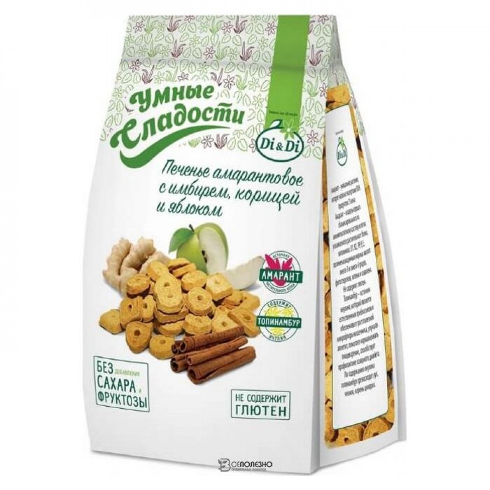 Печенье амарантовое с имбирем корицей и яблоком 160 г Di&Di 116546