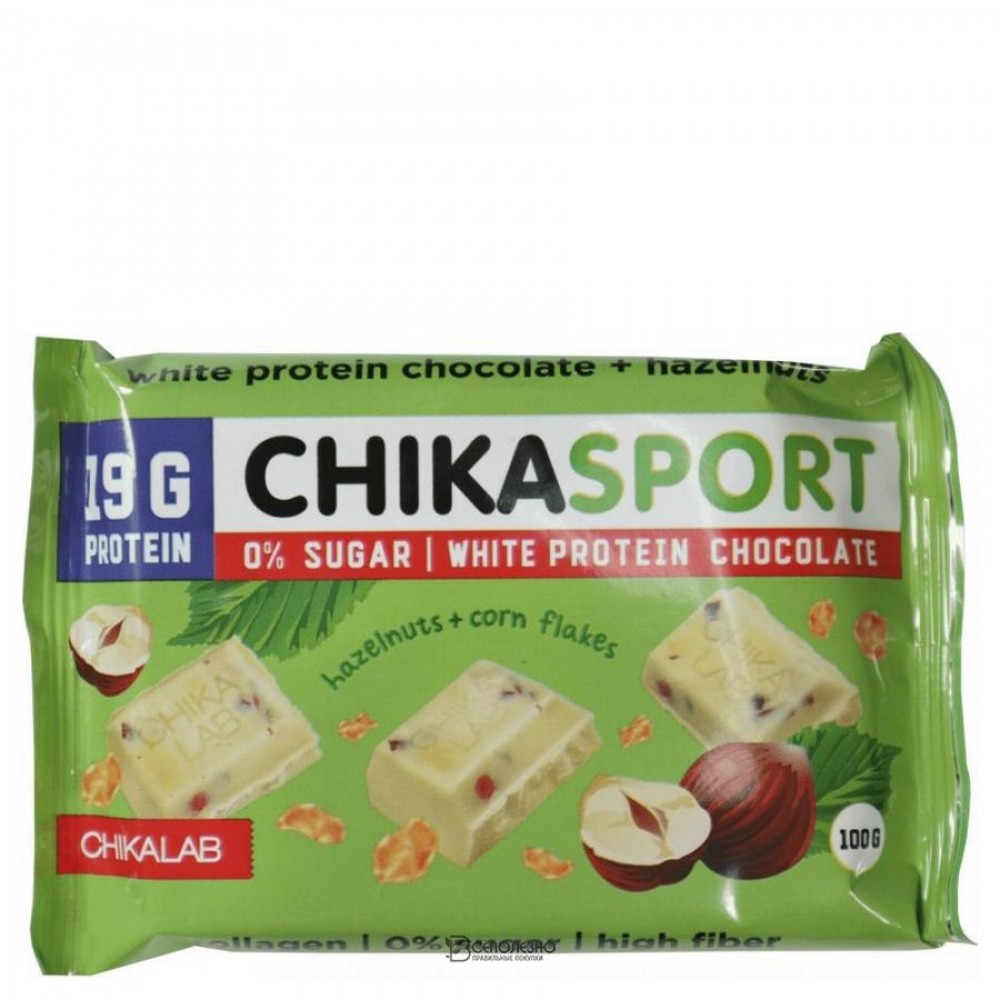 Шоколад белый с фундуком и кукурузными чипсами 100 г CHIKALAB 116563