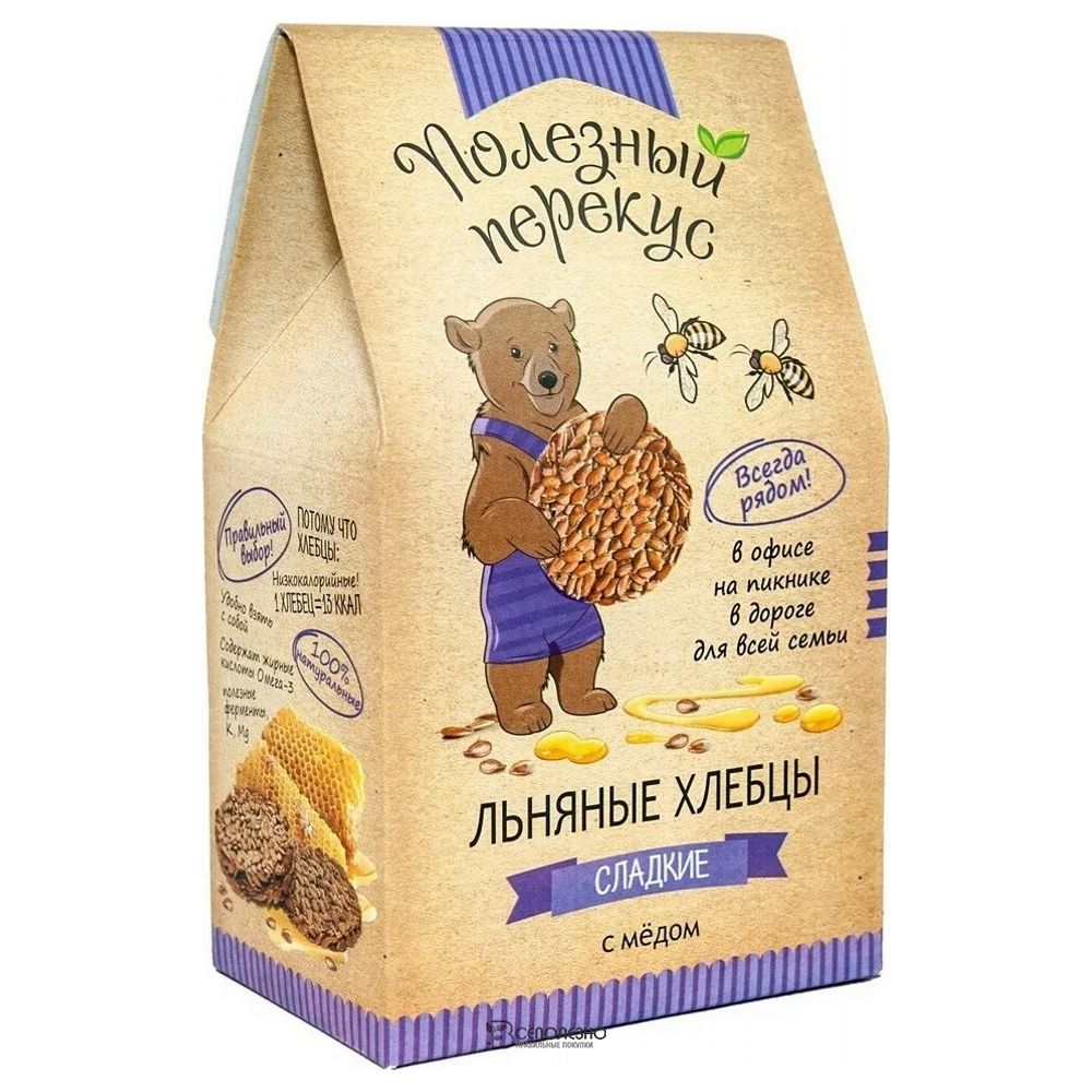 Хлебцы льняные с медом 100 г Полезный перекус 160377